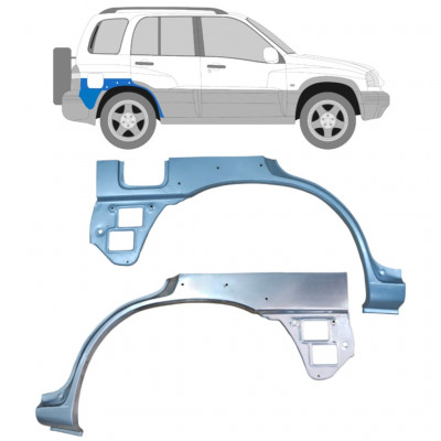 Panel de reparación guardabarros trasero con agujero para Suzuki Grand Vitara 1997-2005 / Izquierda+Derecha / Conjunto 9171