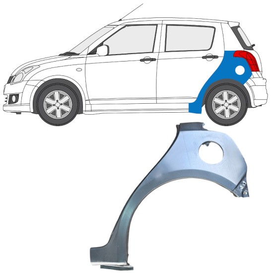 Panel de reparación guardabarros trasero para Suzuki Swift 2005-2010 / Izquierda 16257