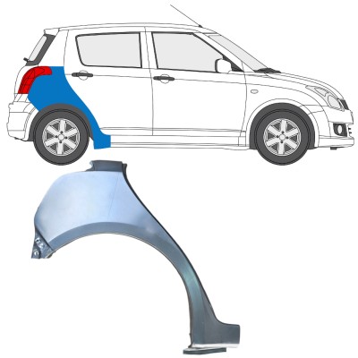 Panel de reparación guardabarros trasero para Suzuki Swift 2005-2010 / Derecho 16256