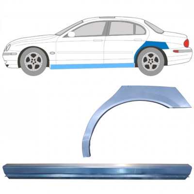 Panel de reparación del umbral + guardabarros trasero para Jaguar S-Type 1999-2007 / Izquierda / Conjunto 12624