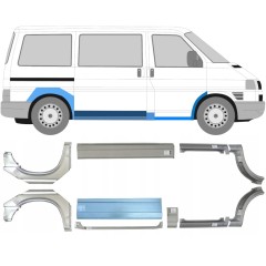 Panel de reparación del umbral + guardabarros delantero + guardabarros trasero para Volkswagen Transporter T4 1990-2003 / Conjunto 5983
