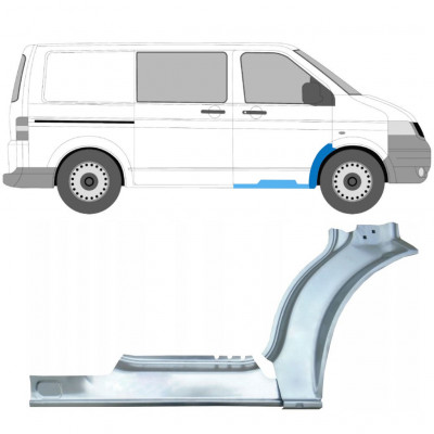 Panel de reparación del umbral + guardabarros delantero para Volkswagen Transporter T5 2003-2015 / Derecho / Conjunto 12636