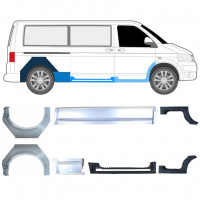 Panel de reparación del umbral + guardabarros trasero para Volkswagen Transporter T5 2003- / LWB / Conjunto 11536