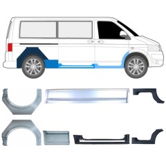 Panel de reparación del umbral + guardabarros trasero para Volkswagen Transporter T5 2003-2015 / Conjunto 11536