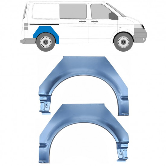 Panel de reparación guardabarros trasero para VW Transporter T5 2003-2015 / Izquierda+Derecha / Conjunto 10450