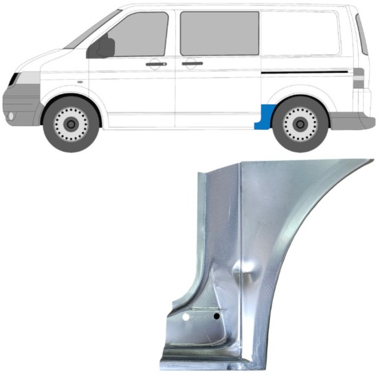 Panel de reparación guardabarros trasero para Volkswagen Transporter T5 2003-2015 / Izquierda 16670