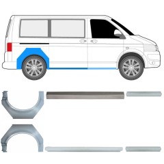 Panel de reparación del umbral + guardabarros trasero para Volkswagen Transporter T5 2003-2015 / Conjunto 11535