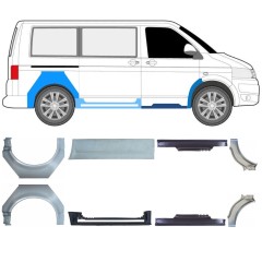 Panel de reparación del umbral + guardabarros trasero para Volkswagen Transporter T5 2003-2015 / Conjunto 11533