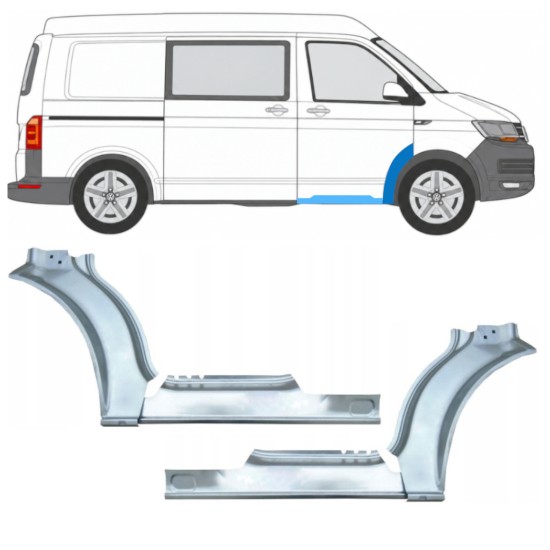 Panel de reparación del umbral + guardabarros delantero para Volkswagen Transporter T6 2015-2024 17198