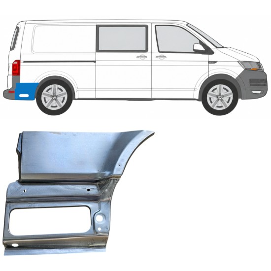 Panel de reparación guardabarros trasero parte inferior detrás de la rueda para Volkswagen Transporter T6 2015-2024 / Derecho 17200