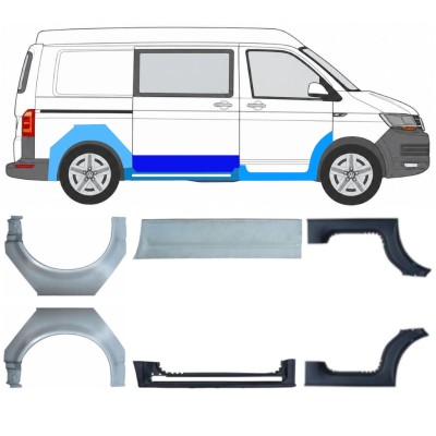 Panel de reparación del umbral + guardabarros trasero para Volkswagen Transporter T6 2015-2024 17136