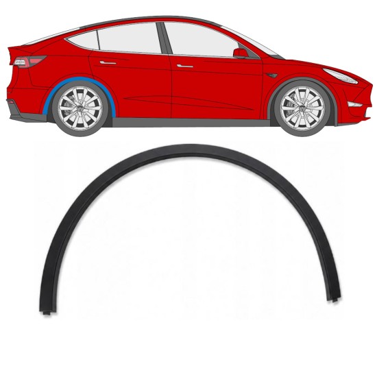 Moldura lateral guardabarros trasero para Tesla Model Y 2020-2025 / Derecho 17290