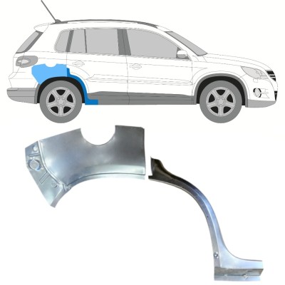 Panel de reparación guardabarros trasero para Volkswagen Tiguan 2007-2016 / Derecho / Conjunto 15787