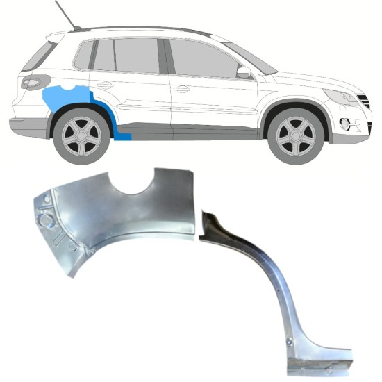 Panel de reparación guardabarros trasero para Volkswagen Tiguan 2007-2016 / Derecho / Conjunto 15787