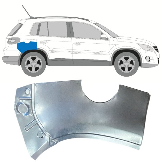 Panel de reparación guardabarros trasero parte superior para Volkswagen Tiguan 2007-2016 / Derecho 15785