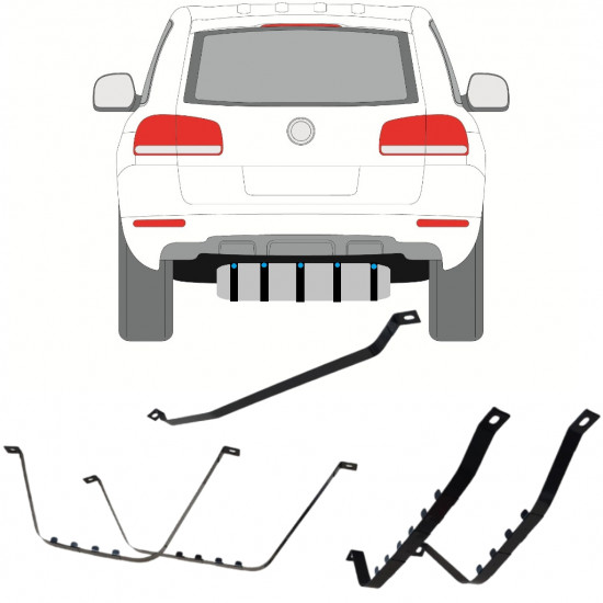 Banda de sujeción, depósito de combustible para VW Touareg 2002-2010 11568