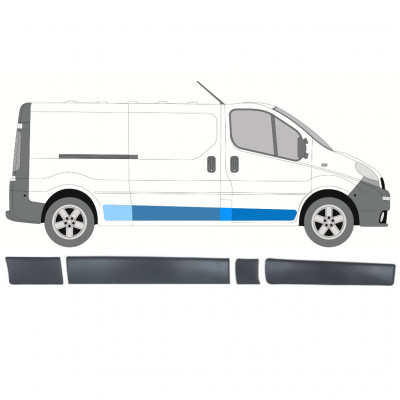 RENAULT TRAFIC OPEL VIVARO PRIMASTAR 2001-2014 BATALLA LARGA JUEGO DE MOLDURAS EXTERIORES / DERECHA