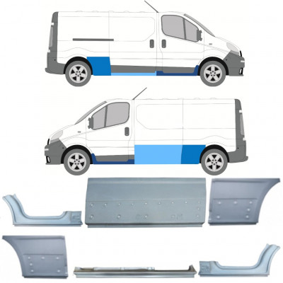 RENAULT TRAFIC OPEL VIVARO 2001-2014 BATALLA LARGA PANEL DE REPARACIÓN / KIT / IZQUIERDA + DERECHA