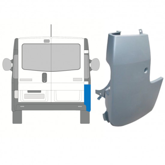 RENAULT TRAFIC 2001-2014 ESQUINA DEL PARACHOQUES TRASERO IMPREGNADO / DERECHA