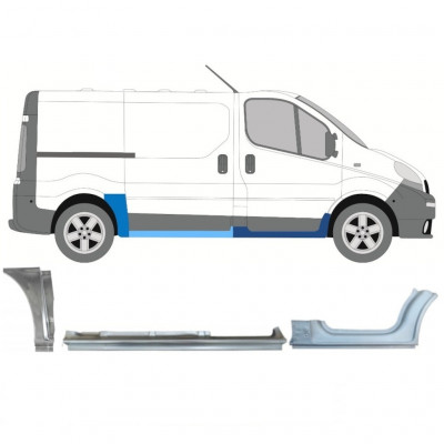 RENAULT TRAFIC OPEL VIVARO 2001-2014 DISTANCIA ENTRE EJES CORTA PANEL DE REPARACIÓN / KIT / DERECHA