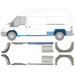Panel de reparación del umbral + guardabarros trasero para Ford Transit 2000-2013 / Conjunto 12678