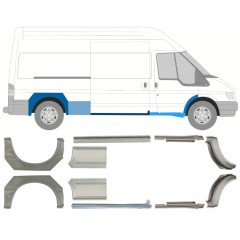 Panel de reparación del umbral + guardabarros trasero para Ford Transit 2000-2013 / Izquierda+Derecha / Conjunto 10640