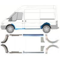 Panel de reparación del umbral + guardabarros trasero para Ford Transit 2000-2013 / Conjunto 12676