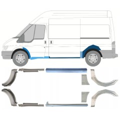 Panel de reparación del umbral + guardabarros trasero para Ford Transit 2000-2013 / Conjunto 12676