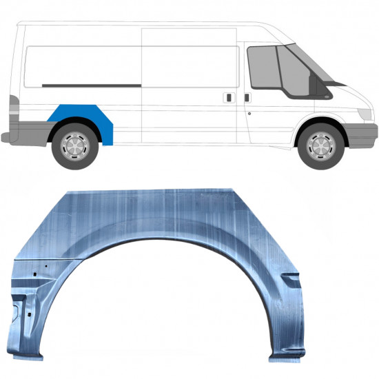 Panel de reparación guardabarros trasero para Ford Transit 2000- / MWB / LWB / Derecho 7158