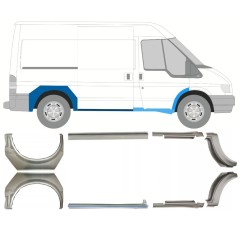 Panel de reparación del umbral + guardabarros trasero para Ford Transit 2000-2013 / Conjunto 9694