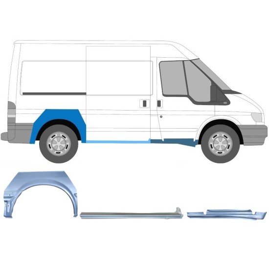 Panel de reparación conjunto para Ford Transit 2000-2013  / SWB / Derecho /  12432