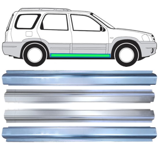 Panel de reparación del umbral + Panel de reparaciónumbral interna para Mazda Tribute 2001-2008 / Izquierda+Derecha 15599