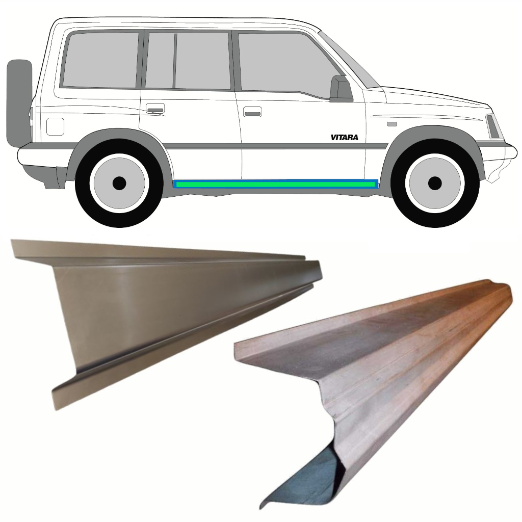 Panel De Reparación Del Umbral Interior Y Exterior Para Suzuki Vitara 1988-1998 / Izquierda = Derecha (Simétrico) / Conjunto 8596