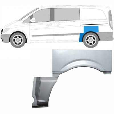 Panel de reparación guardabarros trasero para Mercedes Vito 2003-2010 / SWB / Izquierda / Conjunto 9278