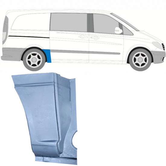 Panel de reparación guardabarros trasero parte inferior delantera para Mercedes Vito 2003- / SWB / Derecho 6794