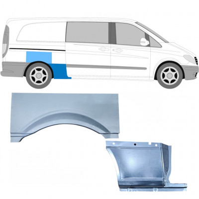 MERCEDES VITO 2003- BATALLA LARGA PANEL DE REPARACIÓN DEL ALERÓN TRASERO KIT / DERECHA