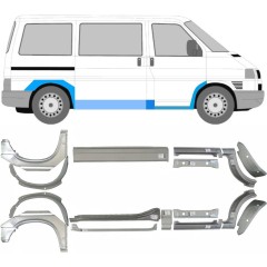 Panel de reparación del umbral + guardabarros delantero + guardabarros trasero para Volkswagen Transporter T4 1990-2003 / Conjunto 7147