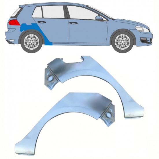 Panel de reparación guardabarros trasero para VW Golf 7 2012- / Izquierda+Derecha / Conjunto 10393