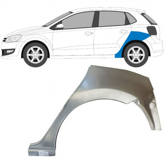 VW POLO 2009-2017 PANEL DE REPARACIÓN DEL ALERÓN TRASERO / IZQUIERDA