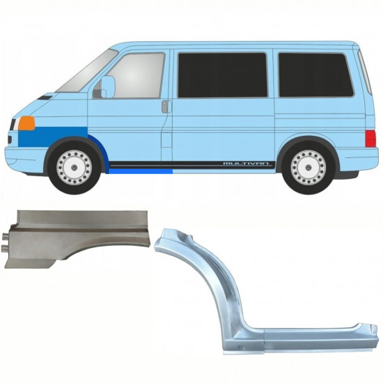 Panel de reparación del umbral + guardabarros delantero + guardabarros trasero para VW Transporter T4 Caravelle 1996- / Izquierda / Conjunto 10044