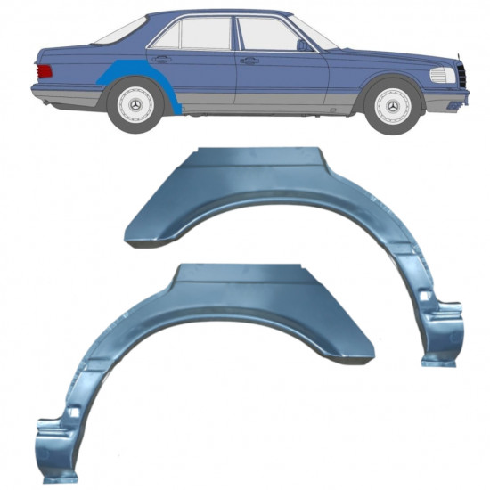 Panel de reparación guardabarros trasero para Mercedes S-class 1979-1991 / Izquierda+Derecha / Conjunto 9644