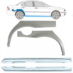Panel de reparación del umbral + guardabarros trasero para Jaguar X-Type CF-1 2001-2009 / Conjunto 12622